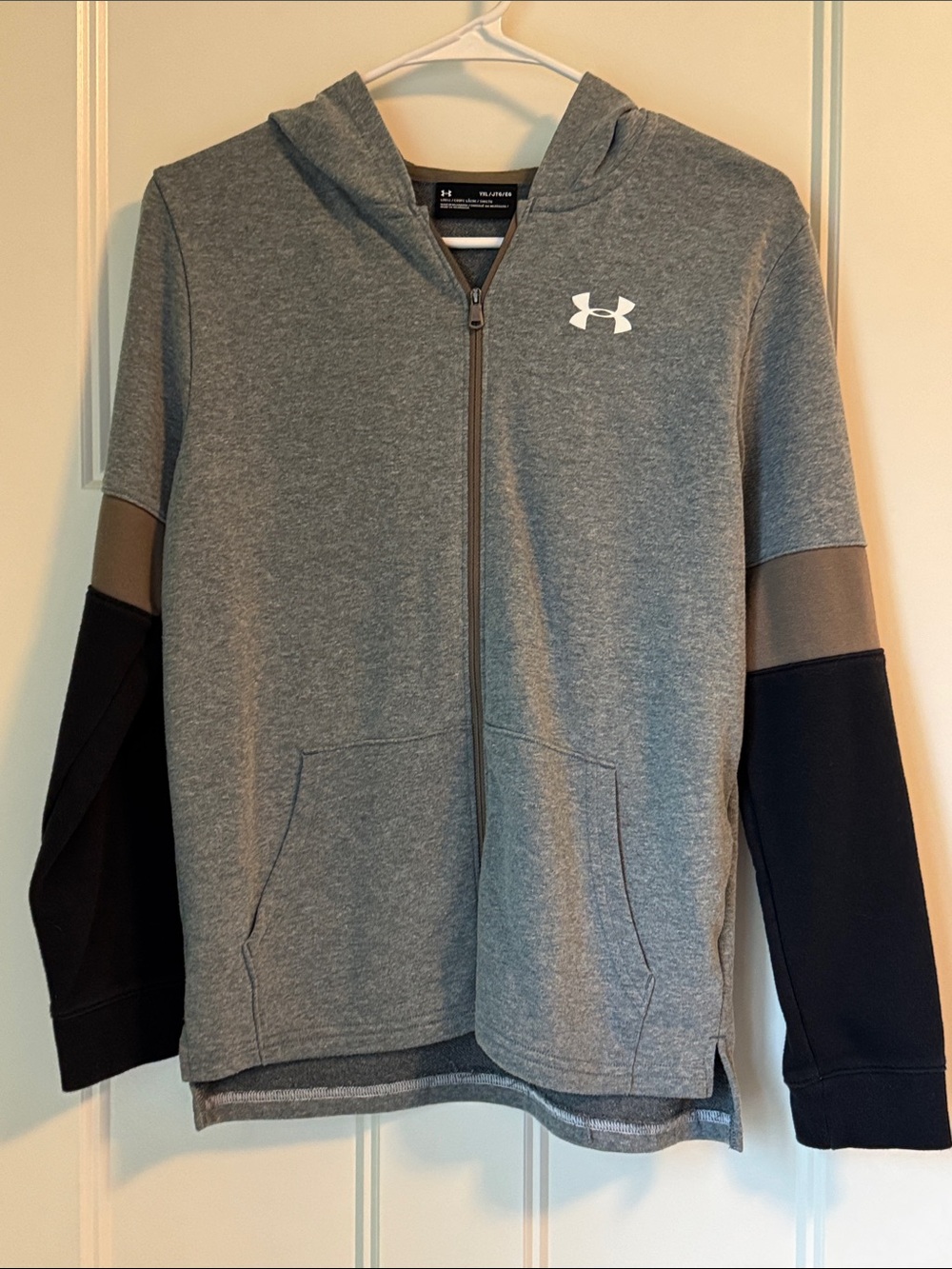 Under Armour Gray, Black and Tan Kid's Full-Zip Hoodie